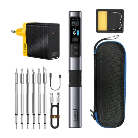 100 W smart soldering iron with FNIRSI HS-02A MAX tool kit